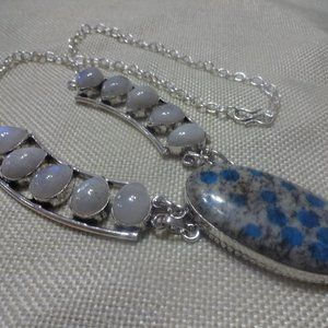 Stunning "AFGHANITE & RAINBOW MOONSTONE" Handmade Sterling Necklace 23" #26B